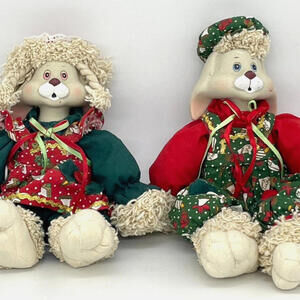 Christmas Bunnies HIP and HOP House Of Lloyd Porcelain‎ Shelf Sitters 1995 VTG